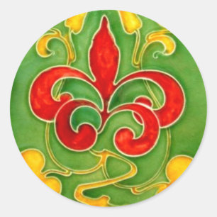 Vintage Tile Designs Arts and Crafts Art Nouveau Classic Round Sticker