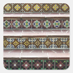 Vintage Tile Steps Square Sticker