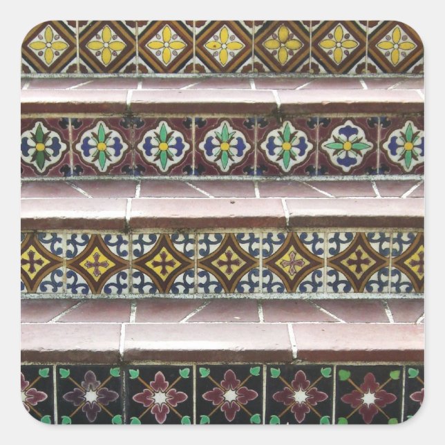 Vintage Tile Steps Square Sticker (Front)