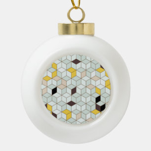 Vintage tiles, geometric black white pattern. ceramic ball christmas ornament