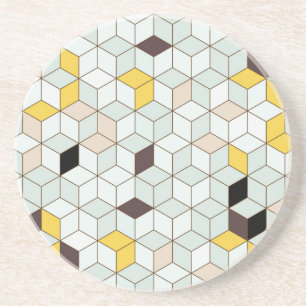 Vintage tiles, geometric black white pattern. coaster