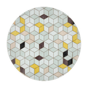 Vintage tiles, geometric black white pattern. cutting board