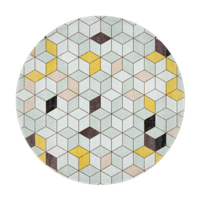 Vintage tiles, geometric black white pattern. cutting board (Front)