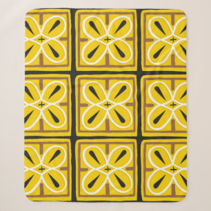 Vintage tiles, illustration pattern sherpa blanket