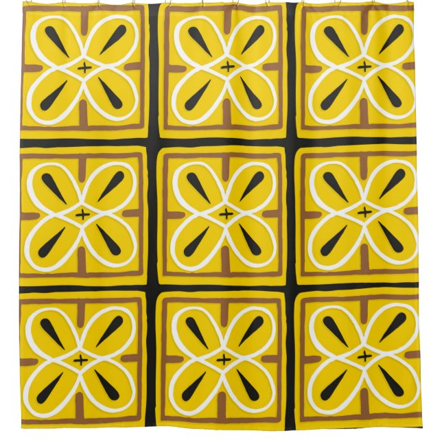 Vintage tiles, illustration pattern  shower curtain (Front)