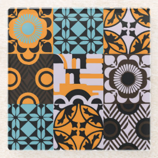 Vintage tiles: intricate decorative details. glass coaster