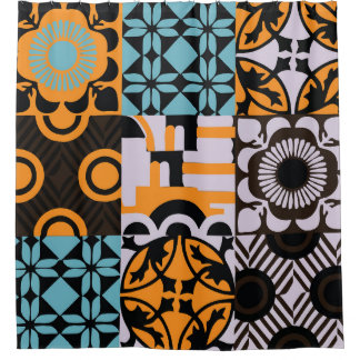 Vintage tiles: intricate decorative details. shower curtain