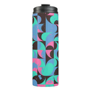 Vintage Tiles Neon Pink Green Thermal Tumbler