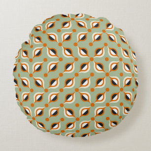 Vintage tiles pattern, abstract seamless backgroun round cushion