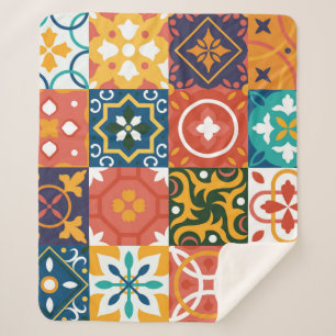 Vintage tiles Vintage background. Traditional geom Sherpa Blanket