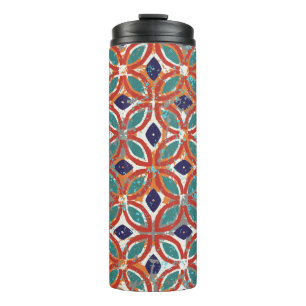 Vintage tiles with geometric ornament. Ethnic back Thermal Tumbler