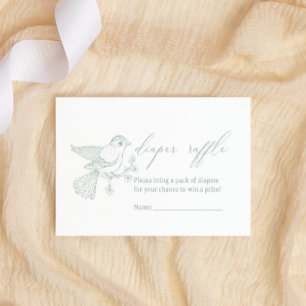 Vintage Timeless Floral Baby Shower Diaper Raffle Card