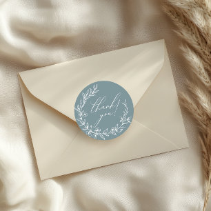 Vintage Timeless Floral Blue Baby Shower Classic Round Sticker