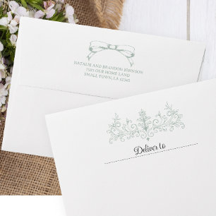 Vintage Timeless Floral Green Baby Shower Envelope