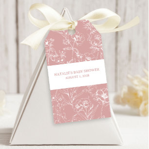 Vintage Timeless Floral Pink Baby Shower Gift Tags