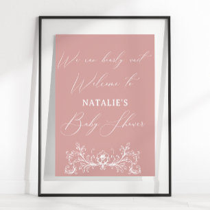 Vintage Timeless Floral Pink Baby Shower Poster