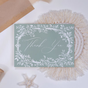 Vintage TimelessFloral Green Baby Shower Thank You Card