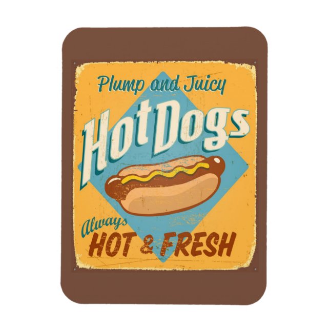 Vintage tin sign - Hot Dogs Magnet (Vertical)