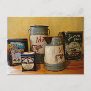 Vintage Tins and Jugs Postcard