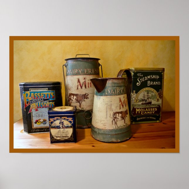 Vintage Tins and Jugs Poster (Front)