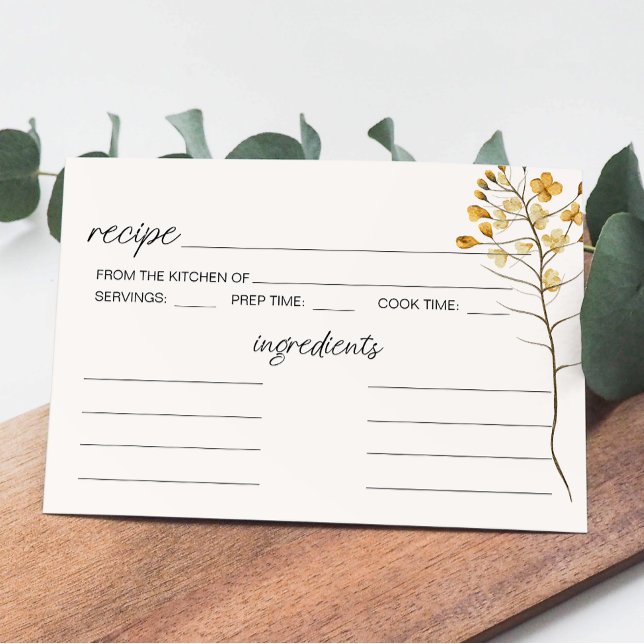 Vintage Tiny Floral Bloom Wedding Recipe Card (Creator Uploaded)