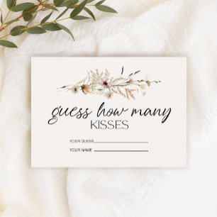 Vintage Tiny Floral How Many Kisses Bridal Game Enclosure Card