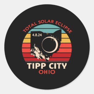 Vintage Tipp City Ohio Total Solar Eclipse 2024  Classic Round Sticker