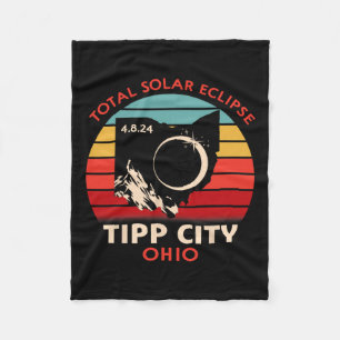 Vintage Tipp City Ohio Total Solar Eclipse 2024 Fleece Blanket