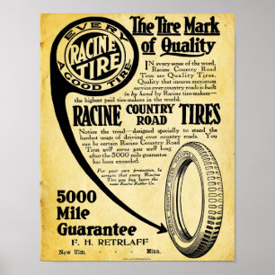 Vintage Tire Sign - Racine Tire Company