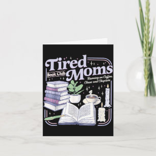 Vintage tired moms book club running on coffee and card