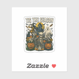 Vintage Tis Season Halloween Skeleton Retro