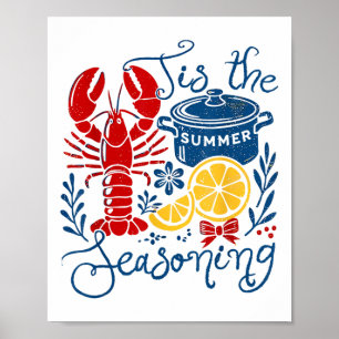 Vintage Tis The Season Summer Vibes Funny Crawfish Poster