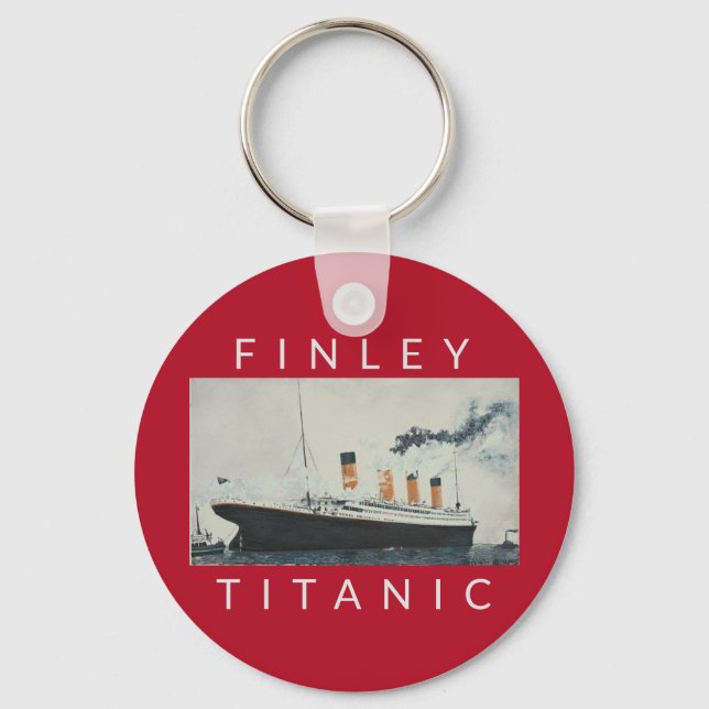 VINTAGE TITANIC NAME PURPLE RED BLUE KEY RING (Front)