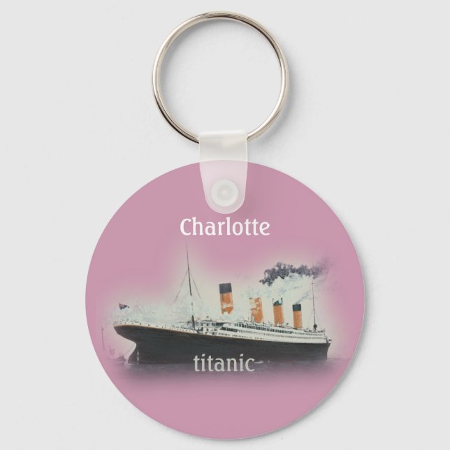 Vintage Titanic Ocean Liner Girl Pink Name Ship Key Ring (Front)