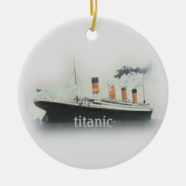 Vintage Titanic Ocean Liner Ship Ceramic Ornament (Front)