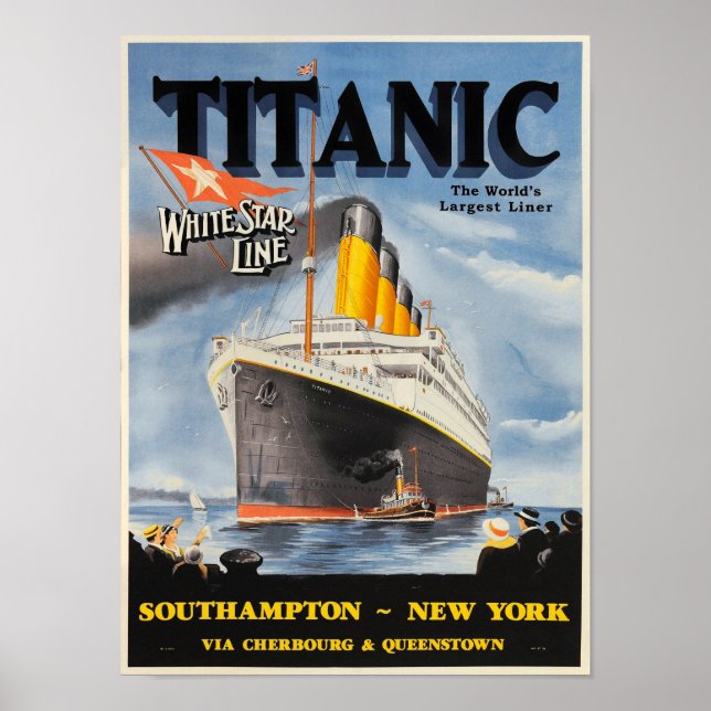 Vintage Titanic White Star Line Advertisement Poster (Front)