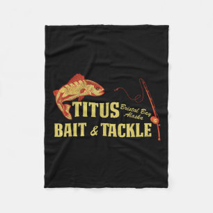 Vintage Titus Bait And Tackle, Fishing Men Fisher Fleece Blanket