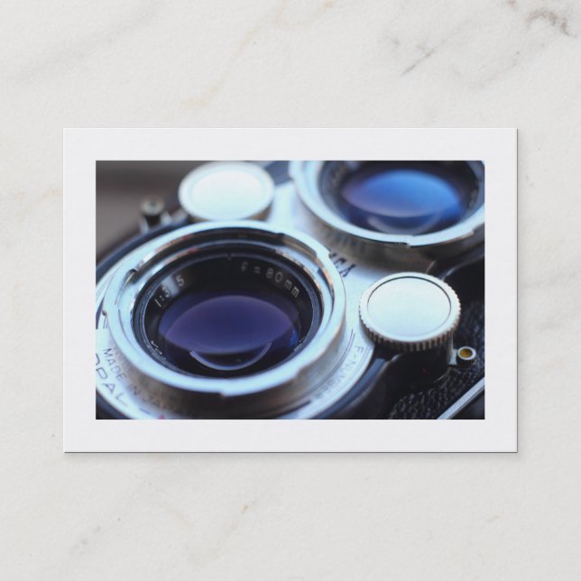 Vintage TLR Camera (Bordered) Business Card (Front)