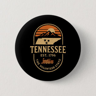 Vintage Tn Tennessee Est 1796 Orange Usa Flag Smok 6 Cm Round Badge
