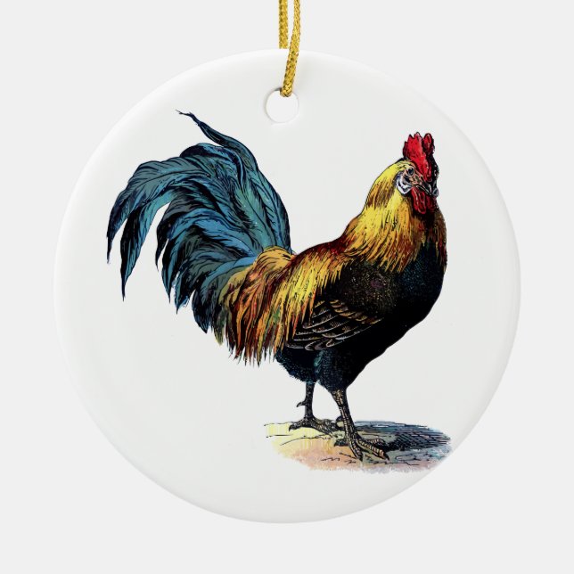 Vintage to rooster ceramic ornament (Front)