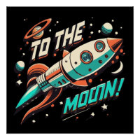Vintage To The Moon Rocket ship