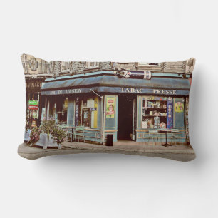 Vintage tobacco shop in France Lumbar Cushion