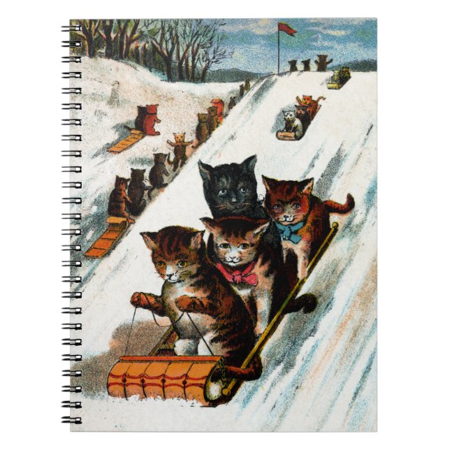 Vintage Toboggan Cats Notebook (Front)