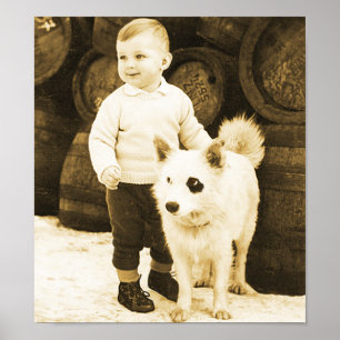 Vintage Toddler With His Mutt Poster
