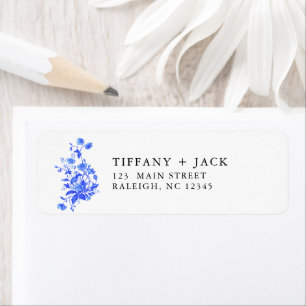 Vintage Toile Blue  Floral Return Address Label