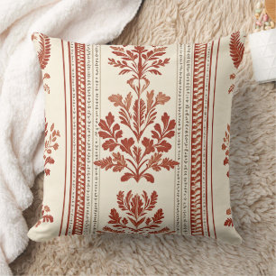 Vintage Toile de Jouy Floral Stripe - Terracotta 2 Cushion