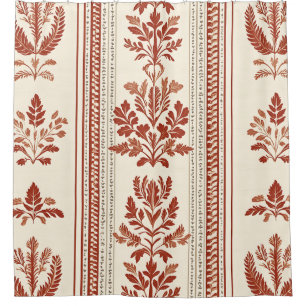 Vintage Toile de Jouy Floral Stripe - Terracotta 2 Shower Curtain
