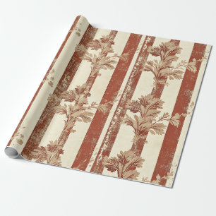 Vintage Toile de Jouy Floral Stripe - Terracotta 3 Wrapping Paper