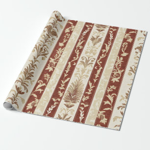Vintage Toile de Jouy Floral Stripe - Terracotta 7 Wrapping Paper