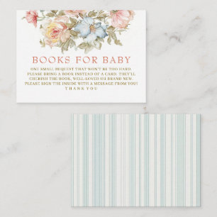 Vintage Toile Floral Books For Baby Baby Shower Enclosure Card